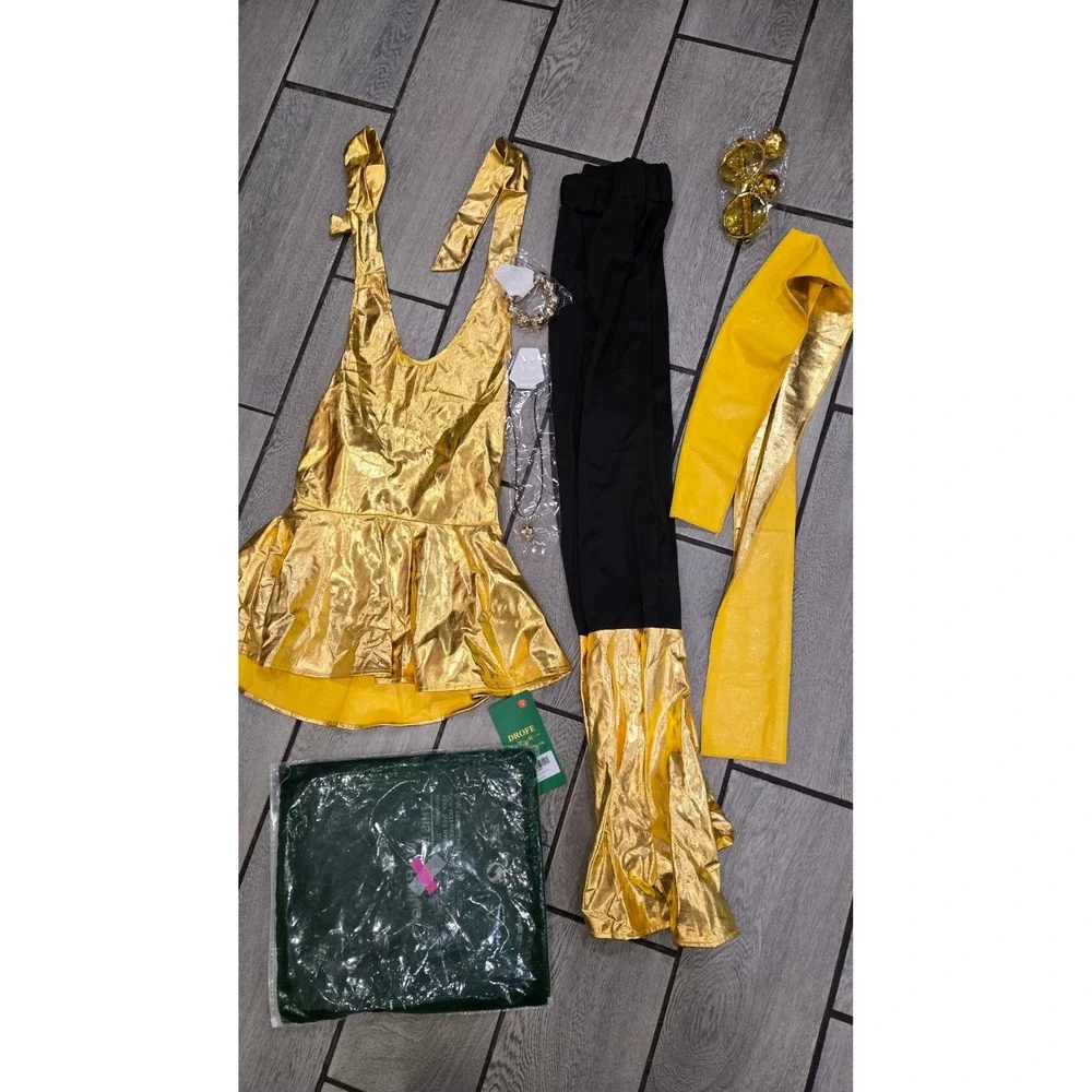 DROFE Gold Batgirl Costume Set Halloween‎ Cosplay Party Girl Size S